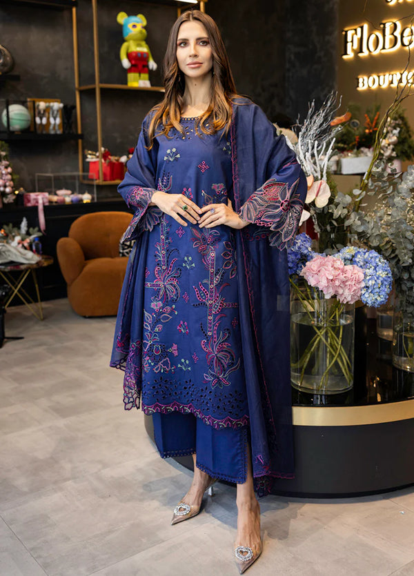 Carnation By Rang Rasiya Embroidered Lawn Suit Unstitched 3 Piece RR25CF D-01 Aqua- Summer Collection