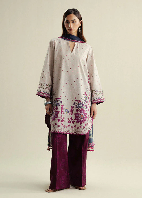 Coco by Zara Shahjahan Printed Slub Cotton Suits Unstitched 3 Piece CZS25PU D-02 A Muse - Winter Collection