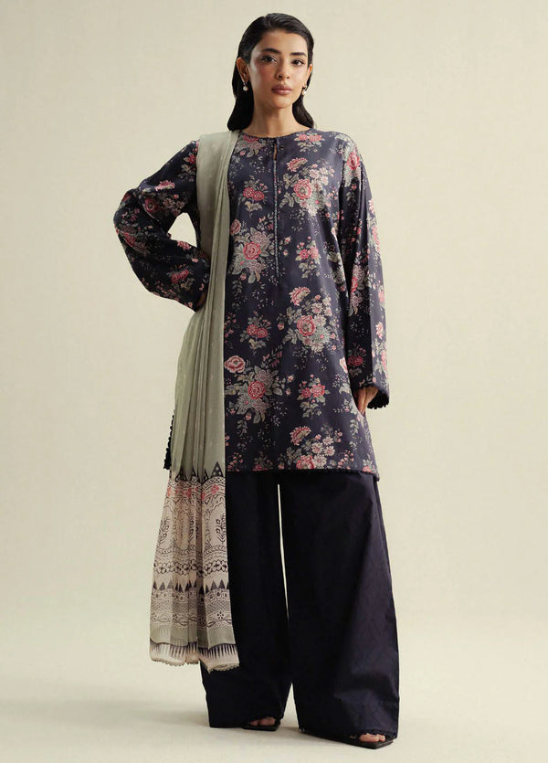 Coco by Zara Shahjahan Printed Slub Cotton Suits Unstitched 3 Piece CZS25PU D-04 A Aster - Winter Collection