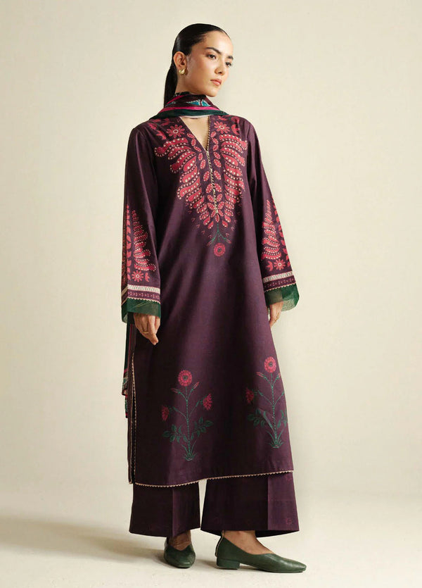 Coco by Zara Shahjahan Printed Cambric Suits Unstitched 3 Piece CZS25PU D-07 A Lilt - Winter Collection