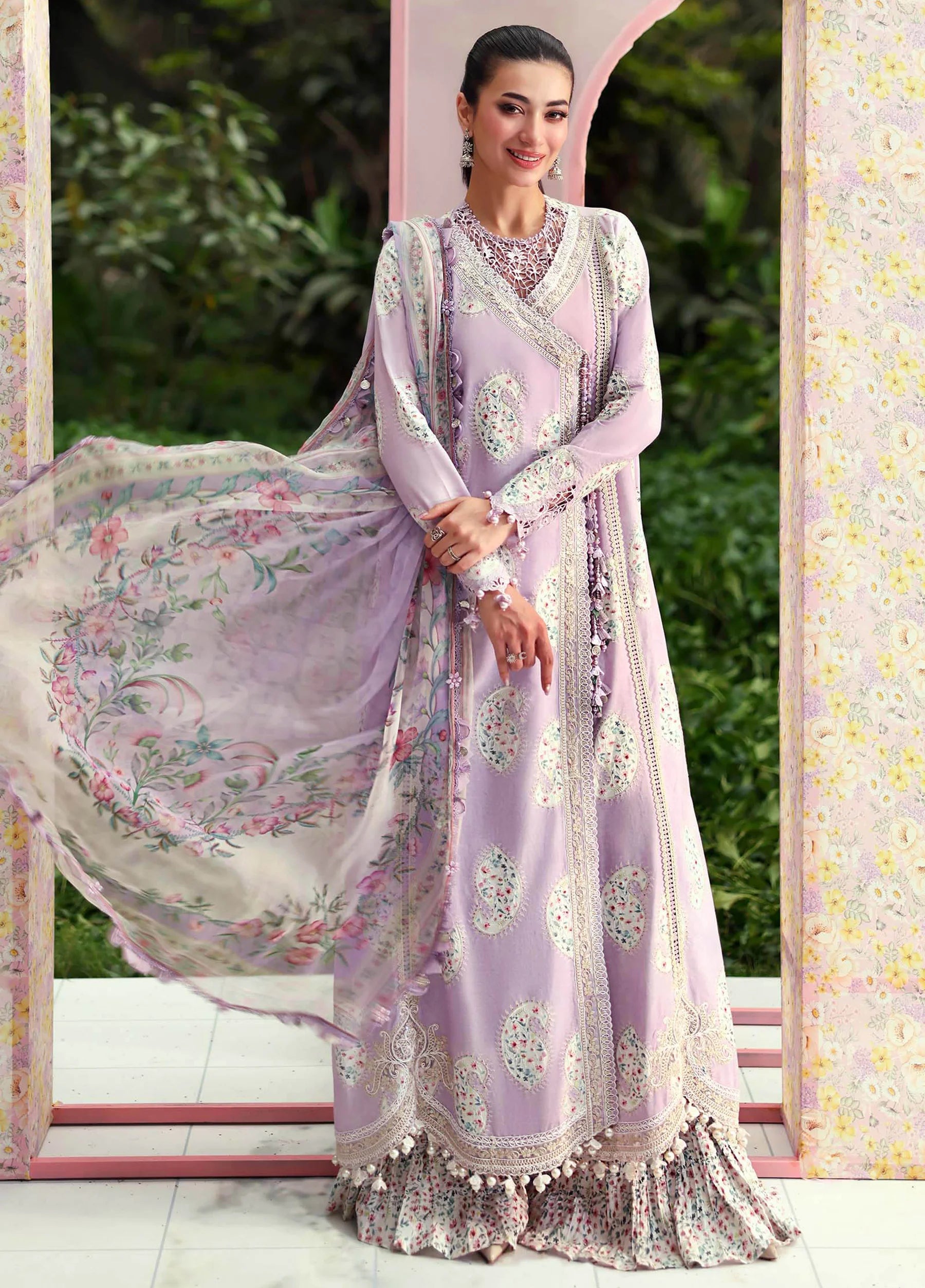 M Prints by Maria B Unstitched Embroidered Lawn 3 Piece Suit MB26UME 9B - Eid Collection