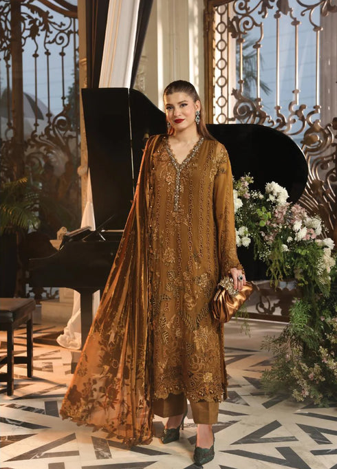 Maria B Unstitched Embroidered Chiffon 3 Piece Suit MB26UCF D5 - Festive Collection