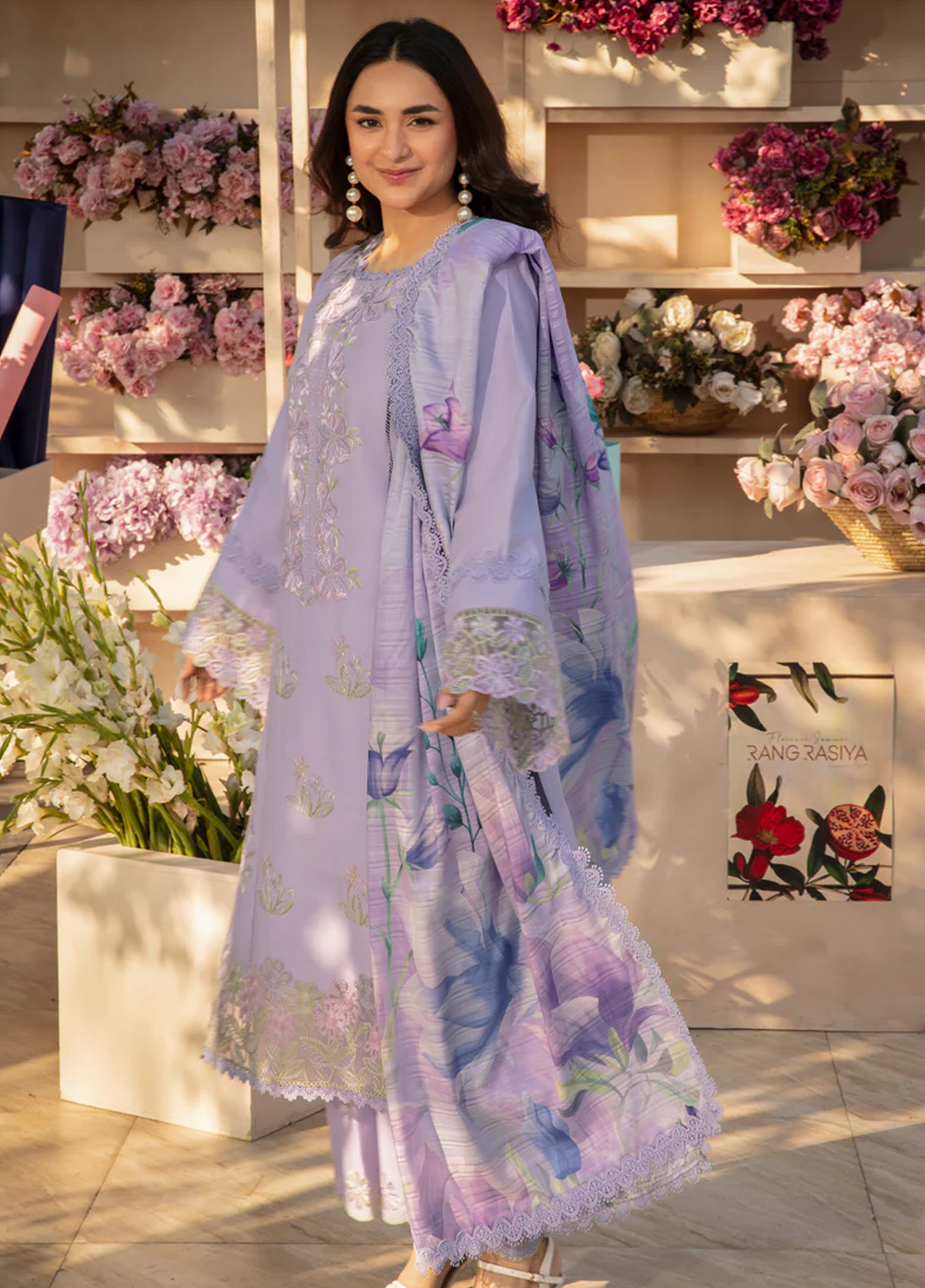 Florence By Rang Rasiya Embroidered Lawn Suits Unstitched 3 Piece RR25F D-06 Haneen- Summer Collection