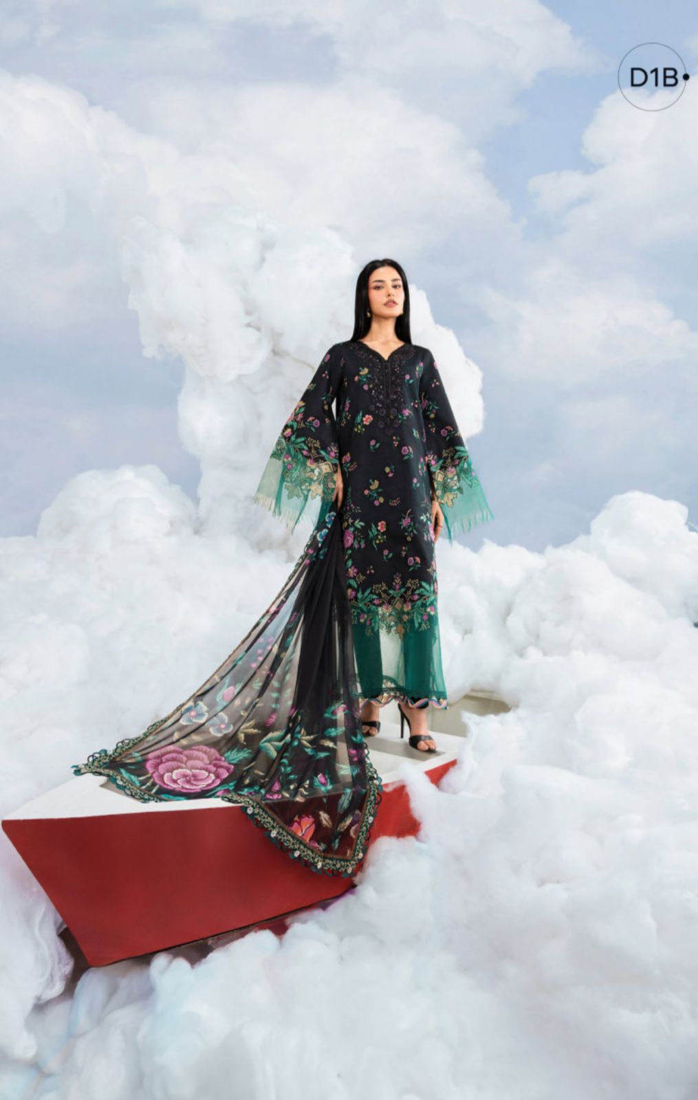 Maria.B M.Basics Embroidered Lawn Unstitched 3Pc Suit MB-01B