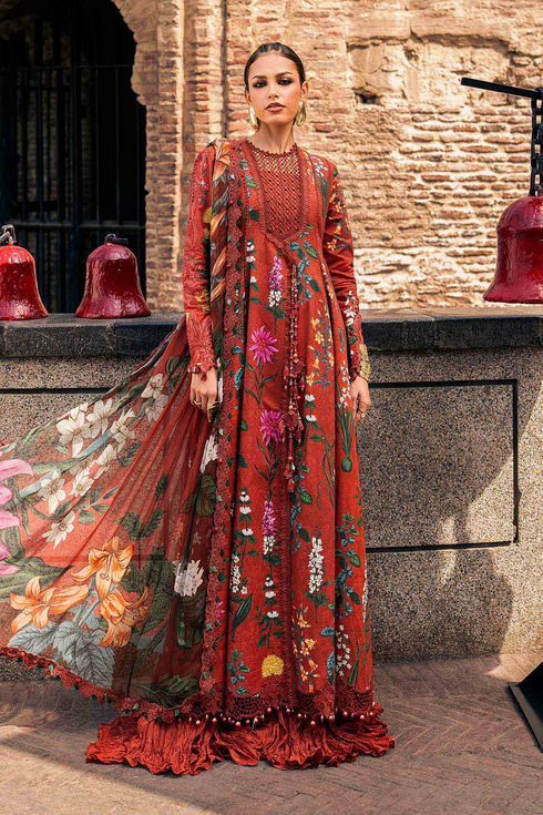 Maria B Unstitched Embroidered Cambric Suit MPT-3106-B - Winter Collection.