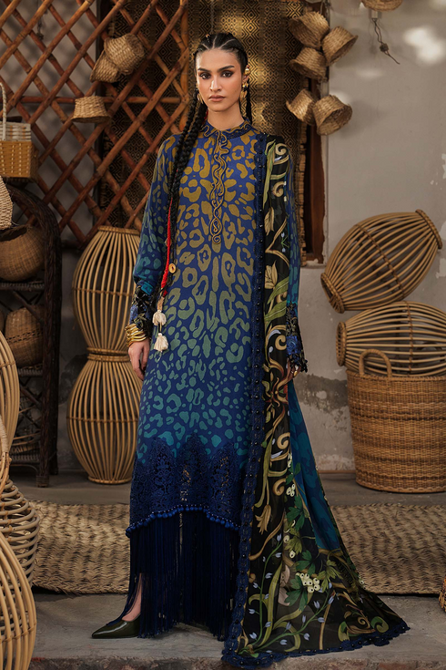 Maria B Unstitched Embroidered Linen Suit MPT-3101-B - Winter Collection.