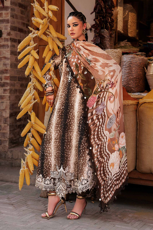 Maria B Unstitched Embroidered Linen Suit MPT-3105-B - Winter Collection.