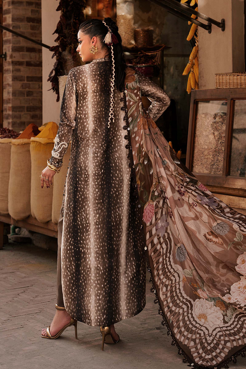Maria B Unstitched Embroidered Linen Suit MPT-3105-B - Winter Collection.
