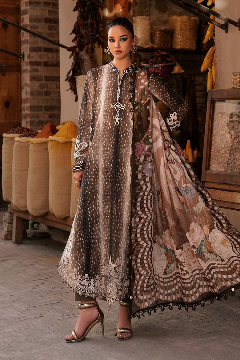 Maria B Unstitched Embroidered Linen Suit MPT-3105-B - Winter Collection.