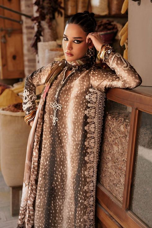 Maria B Unstitched Embroidered Linen Suit MPT-3105-B - Winter Collection.