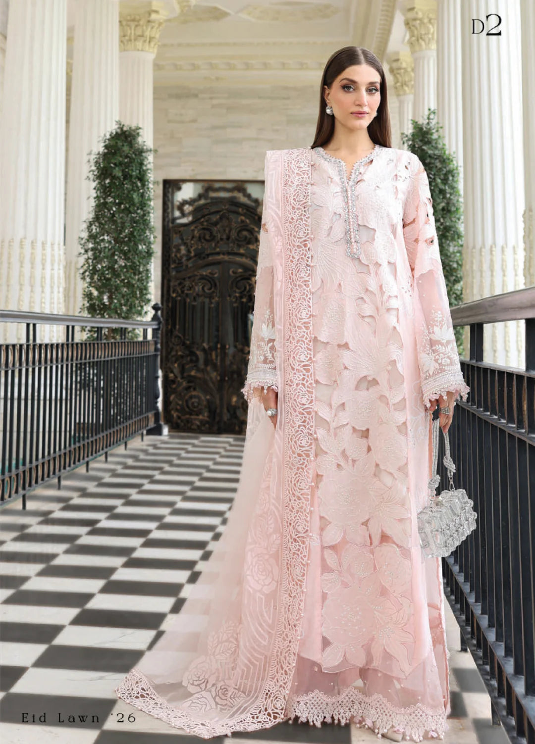 Maria B Unstitched Embroidered Lawn 3 Piece Suit MB26ULE D2 - Eid Collection