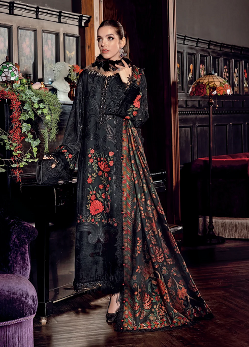 Luxe by Maria B Unstitched Embroidered Velvet 3 Piece MB25LW D9 - Winter Collection