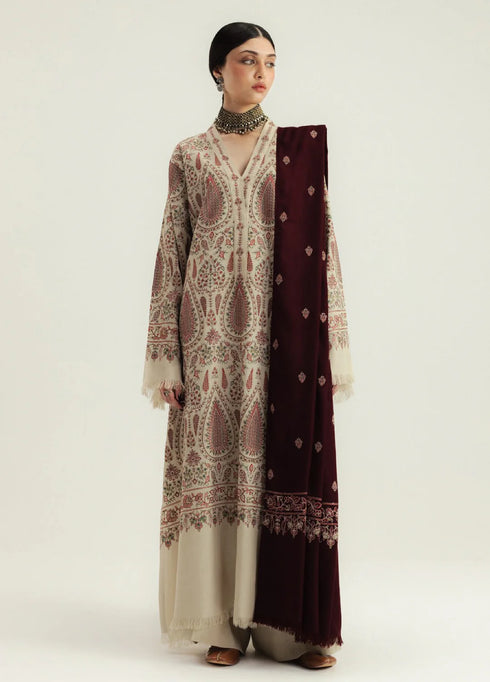 Zara Shahjahan Unstitched Winter Marina Embroidered Suits 3 Piece CZS25WC D7-kel - Winter Collection