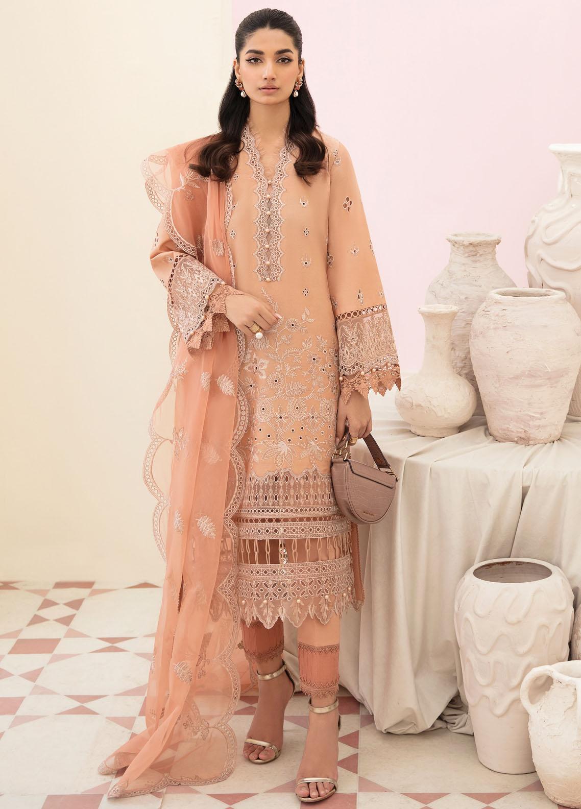 Afrozeh Embroidered Lawn Suits Unstitched 3 Piece AF23FC AL-23-V3-06 Hazel - Festive Collection