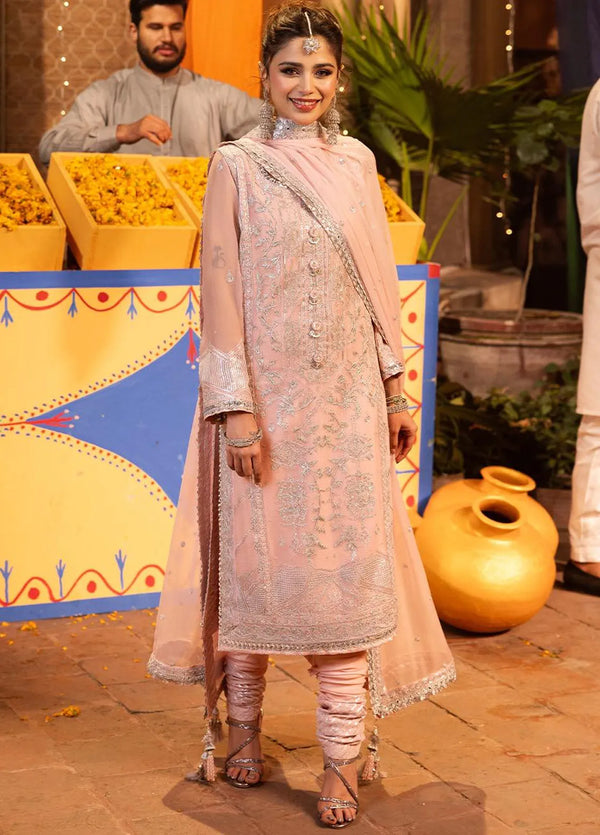 Chamak Damak by Asim Jofa Embroidered Chiffon Unstitched Suit 3 Piece AJ24CD AJCD-14 - Festive Collection