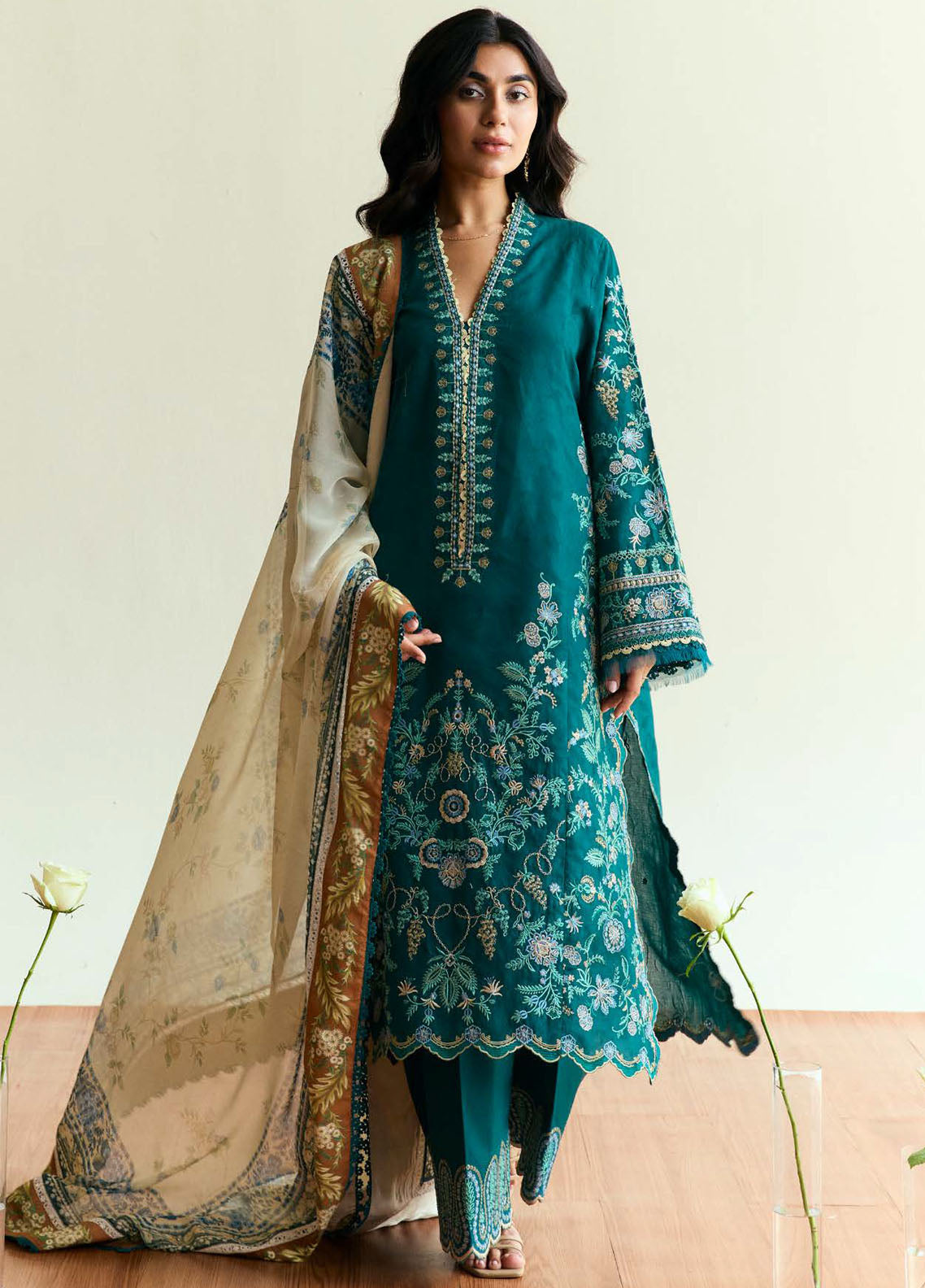 Coco by Zara Shah Jahan Embroidered Lawn Suits Unstitched 3 Piece CZS25EE D-04 Merigold - Summer Collection