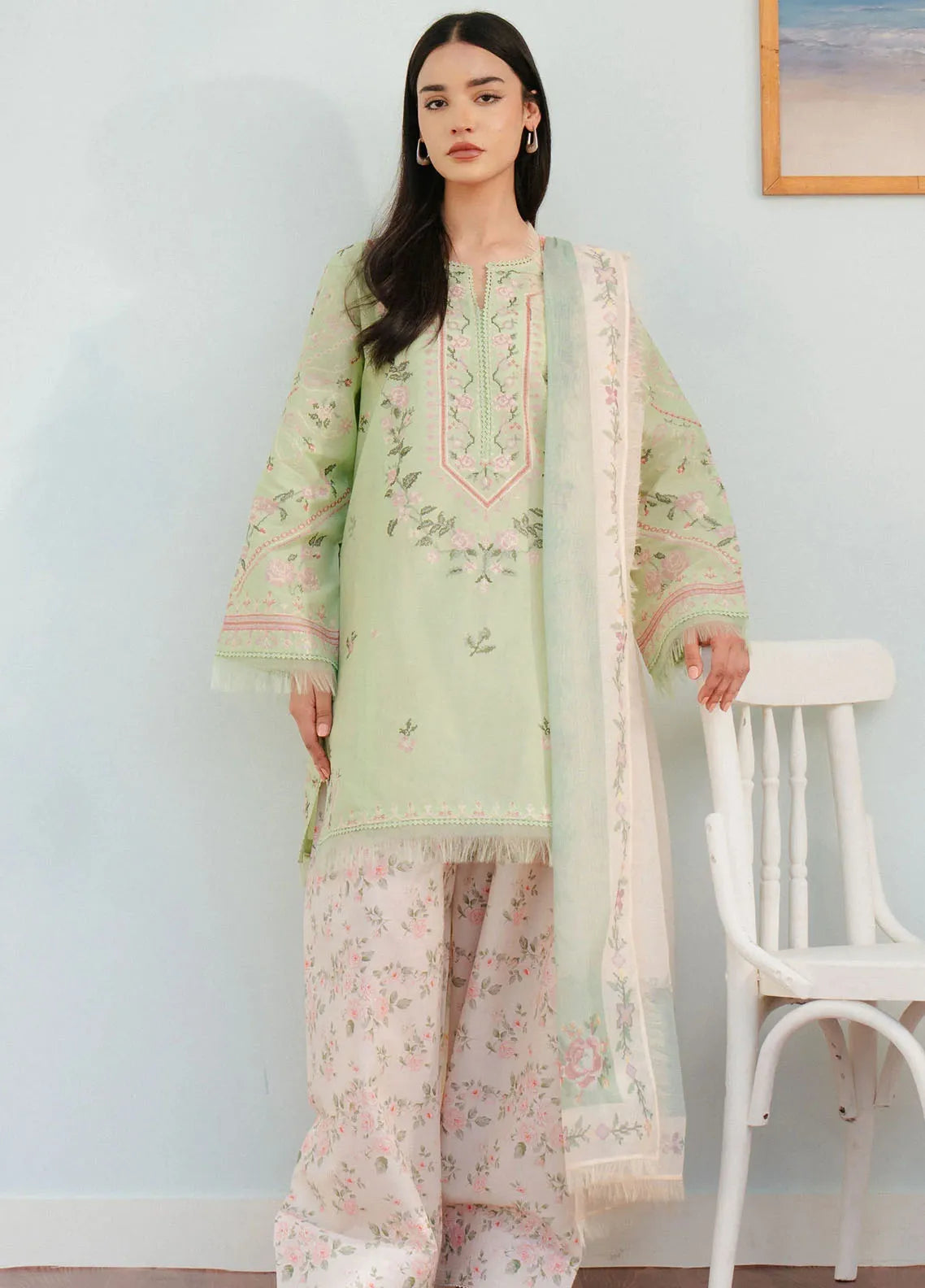 Coco By Zara Shahjahan Embroidered Lawn Suits Unstitched 3 Piece CZS25L D2A Serene - Summer Collection