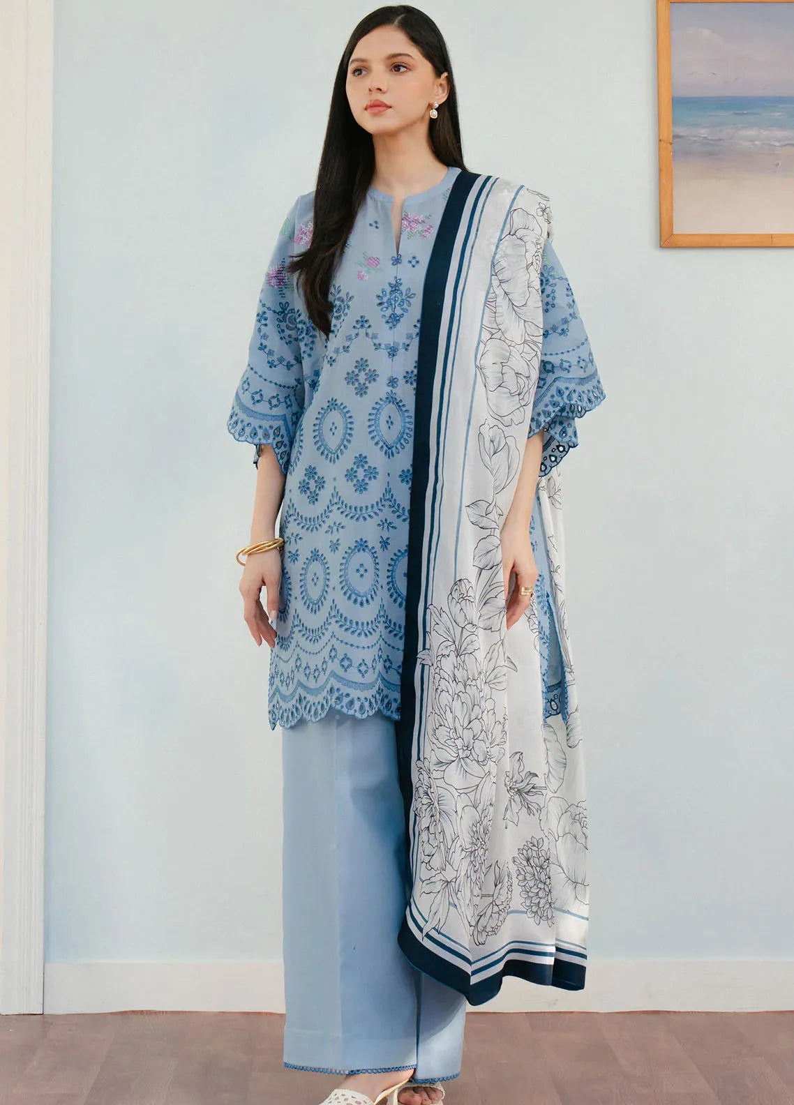 Coco By Zara Shahjahan Embroidered Lawn Suits Unstitched 3 Piece CZS25L D6B Vali - Summer Collection