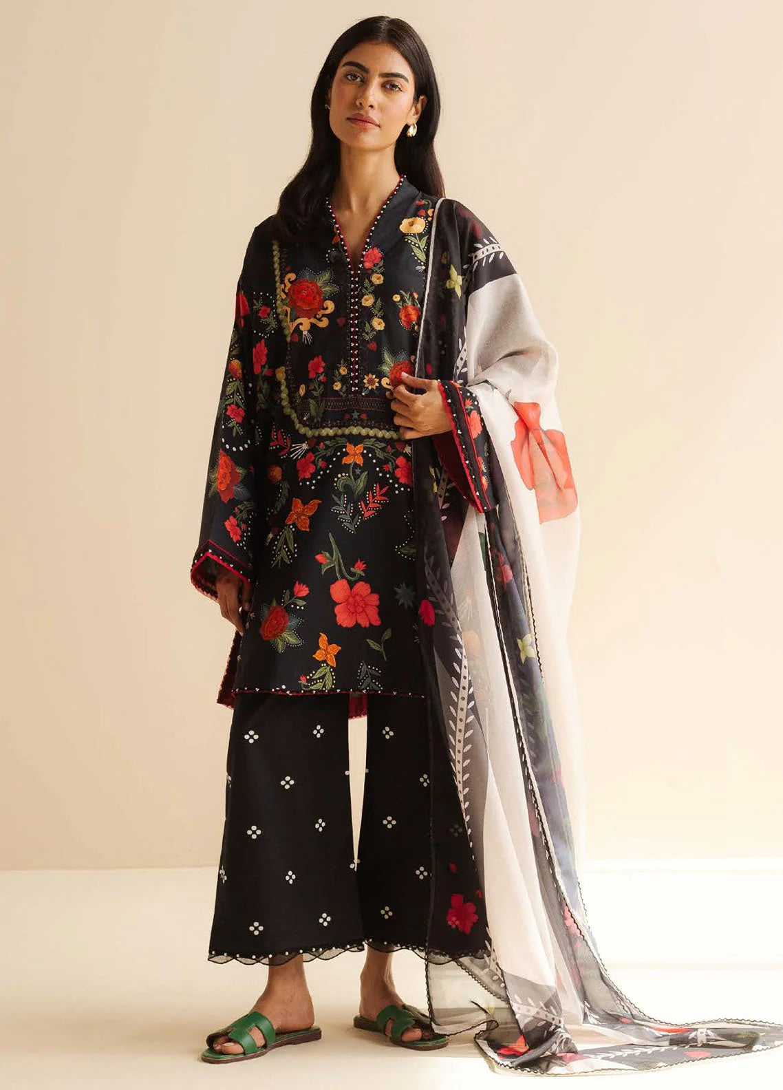 Coco by Zara Shahjahan Printed Lawn Suits Unstitched 3 Piece CZS25PDT Nyra 5 A - Summer Collection