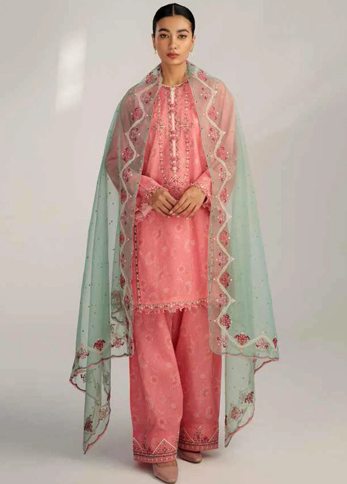 Coco by Zara Shahjahan Embroidered Lawn Suits Unstitched 3 Piece CZS23S 6A - Summer Collection