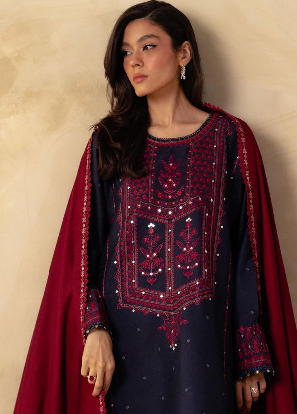 Coco By Zara Shahjahan Embroidered Linen Suits Unstitched 3 Piece CZS23W 4B - Winter Collection ni