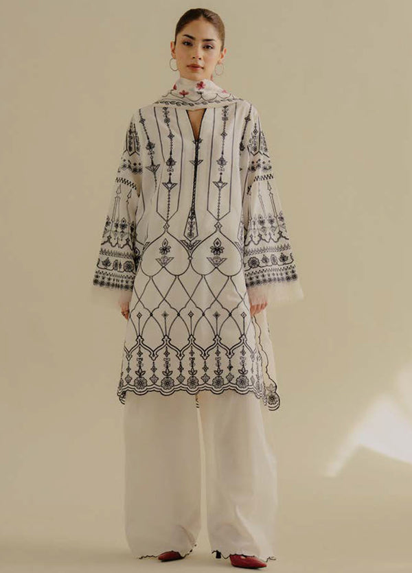 Coco by Zara Shahjhan Embroidered Lawn Suits Unstitched 3 Piece CZS25LD D-2 B Iris - Summer Collection