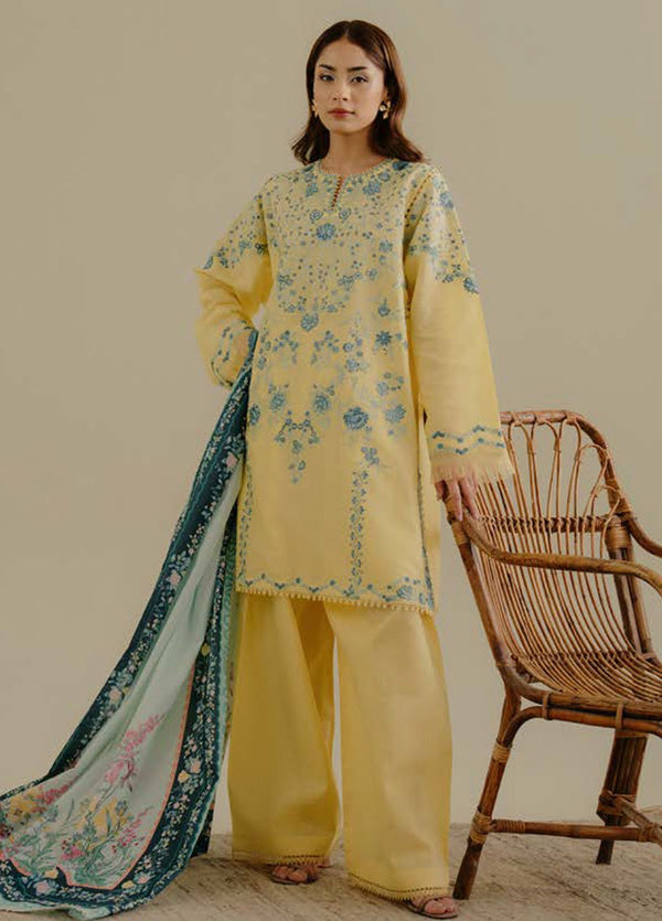 Coco by Zara Shahjhan Embroidered Lawn Suits Unstitched 3 Piece CZS25LD D-7 B Velin - Summer Collection