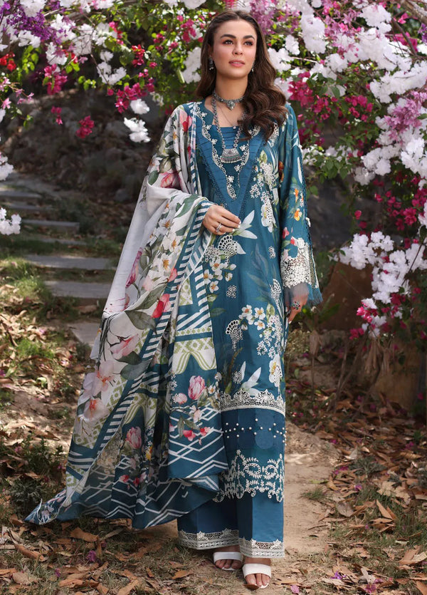 Elaf Chikankari Lawn Suit Unstitched 3 Piece EF24C ECK-02 B Serenita - Summer Collection