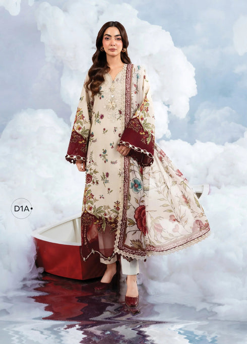 Maria.B M.Basics Embroidered Lawn Unstitched 3Pc Suit MB-01A