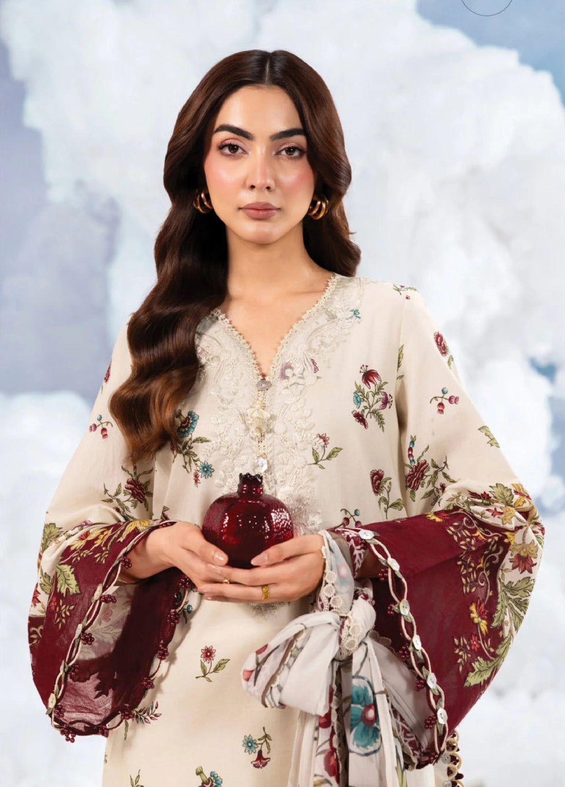 Maria.B M.Basics Embroidered Lawn Unstitched 3Pc Suit MB-01A