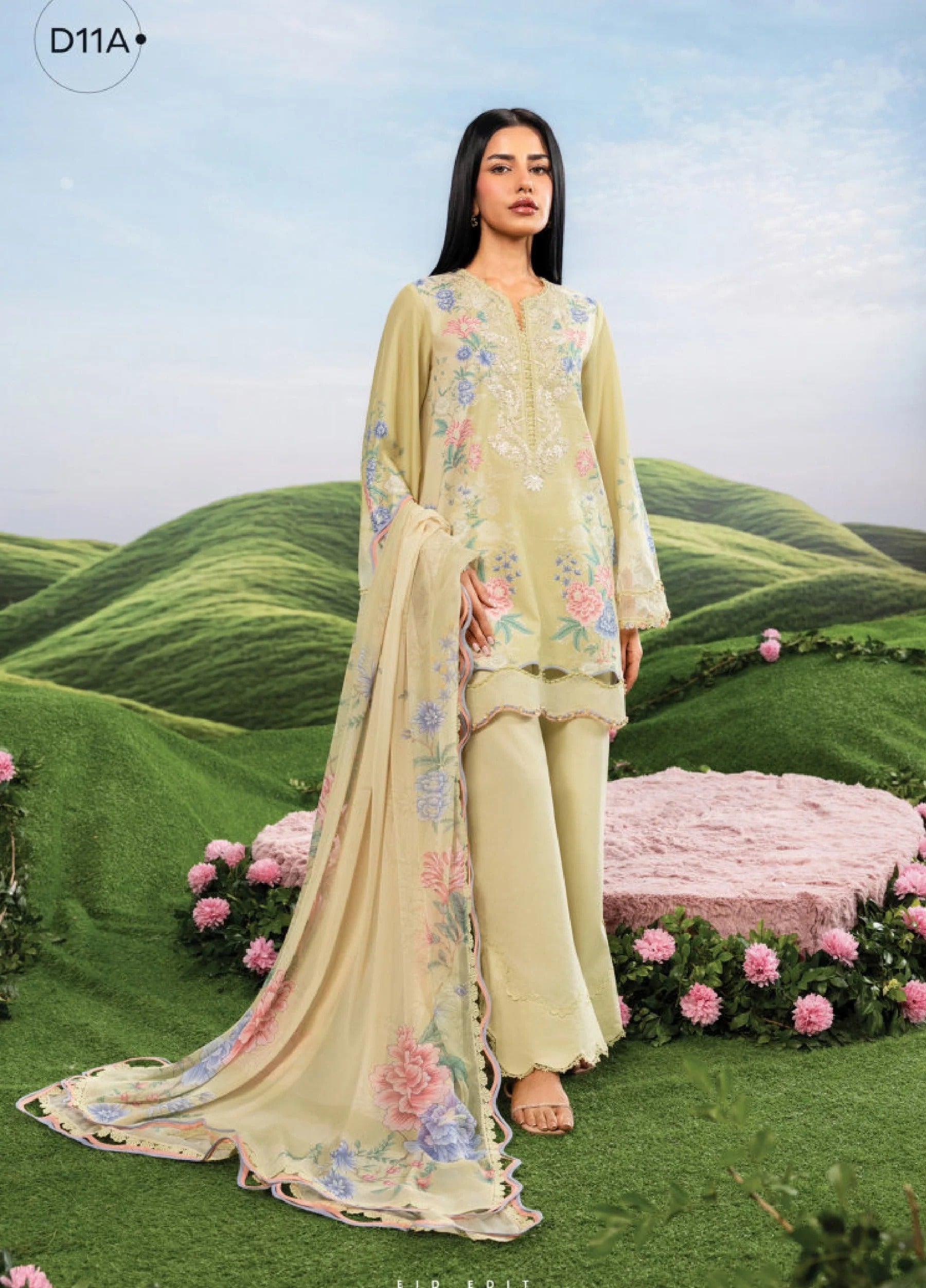 Maria.B M.Basics Embroidered Lawn Unstitched 3Pc Suit MB-11A