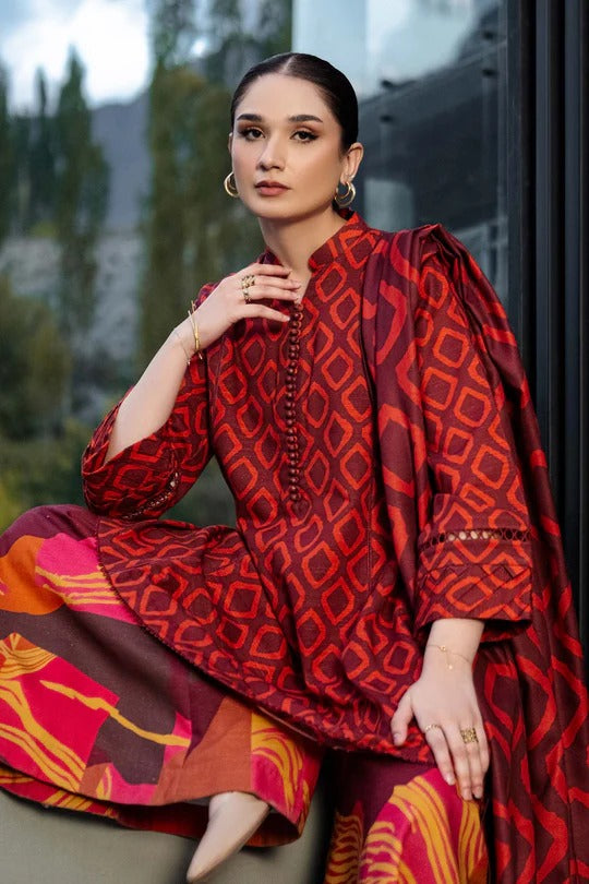 M Basics By Maria B Printed Khaddar Suits Unstitched 3 Piece MB24MBW 6B - Winter Collection