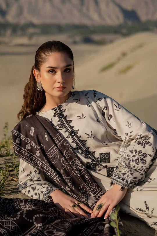 M Basics By Maria B Printed Linen Suits Unstitched 3 Piece MB24MBW 7A - Winter Collection