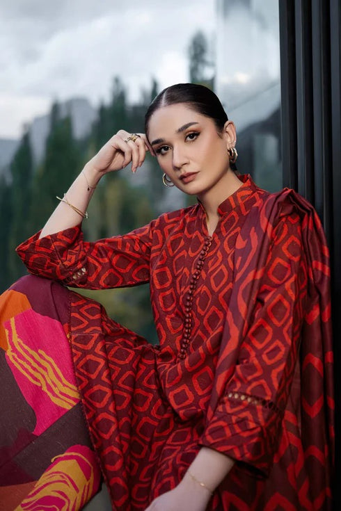 M Basics By Maria B Printed Khaddar Suits Unstitched 3 Piece MB24MBW 6B - Winter Collection