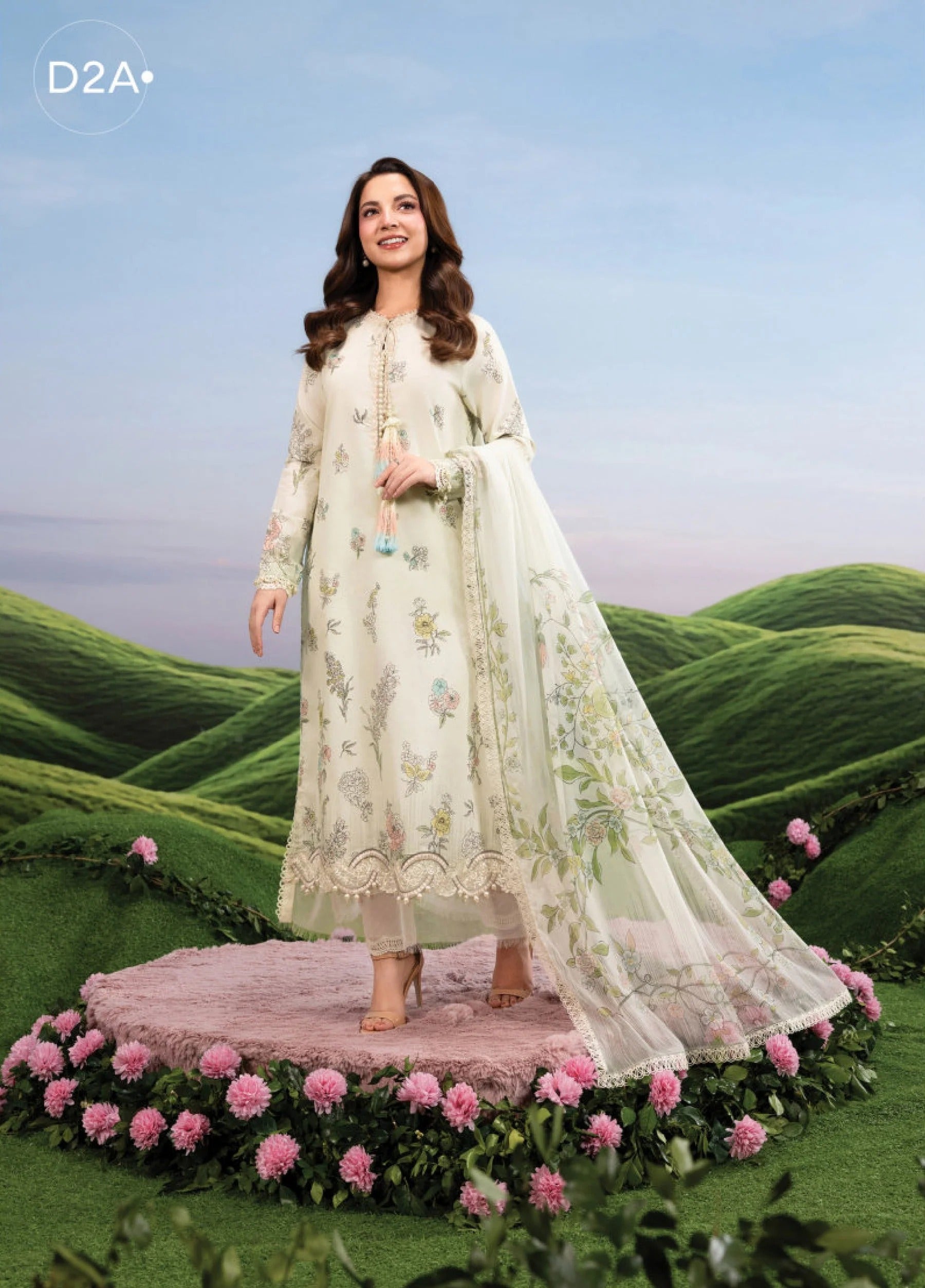 Maria.B M.Basics Embroidered Lawn Unstitched 3Pc Suit MB-02A