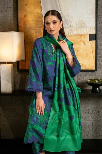 M Basics By Maria B  Printed Khaddar Suits Unstitched 3 Piece MB24MBW 1B - Winter Collection