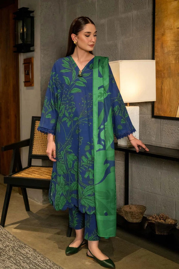 M Basics By Maria B  Printed Khaddar Suits Unstitched 3 Piece MB24MBW 1B - Winter Collection