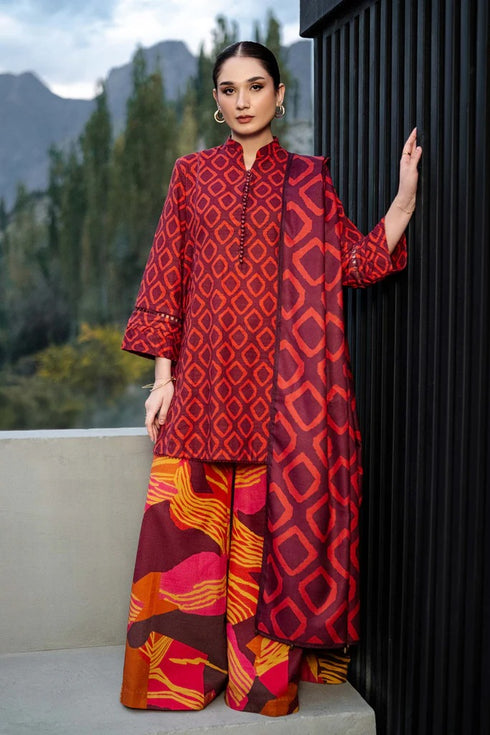M Basics By Maria B Printed Khaddar Suits Unstitched 3 Piece MB24MBW 6B - Winter Collection