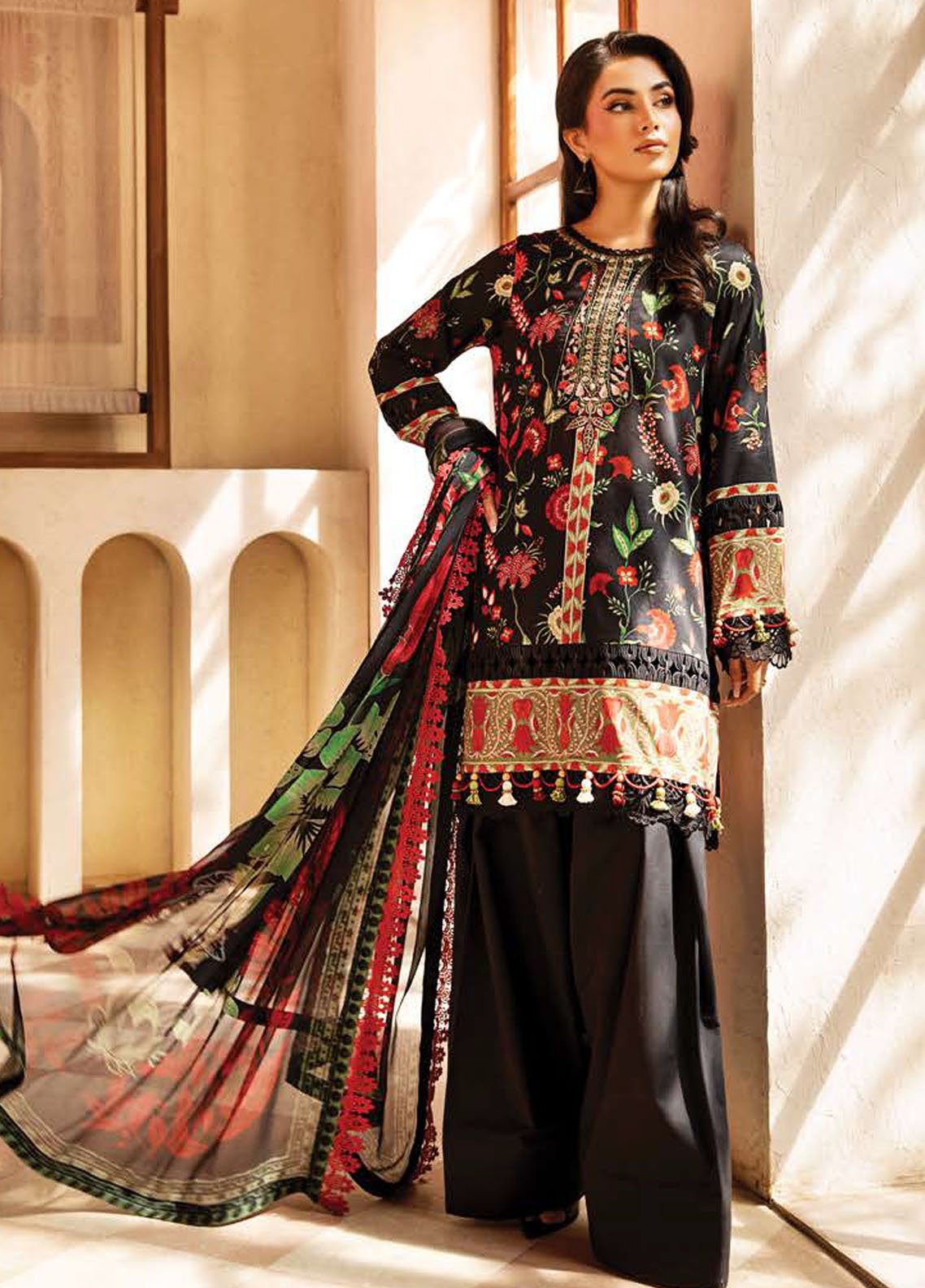 M Basic by Maria B Embroidered Lawn Suits Unstitched 3 Piece MB25EE D-01 A - Summer Collection