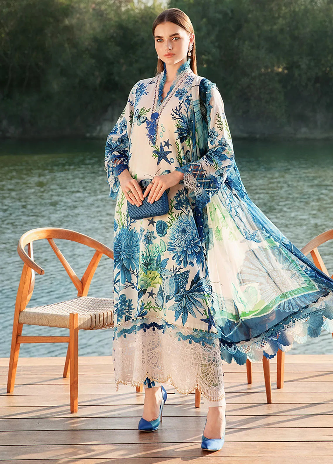 M Prints by Maria B Embroidered Suits Unstitched 3 Piece MB25MP 10B - Summer Collection
