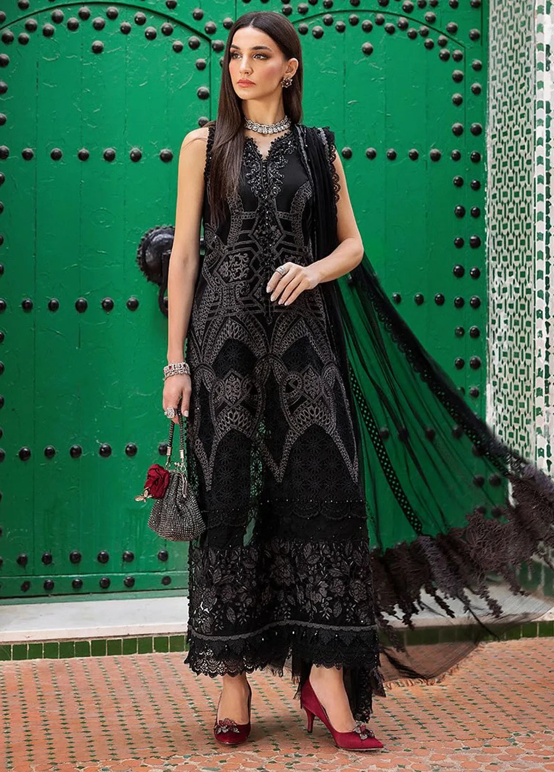 Maria B Embroidered Suits Unstitched 3 Piece MB25VL D-12B - Luxury Collection