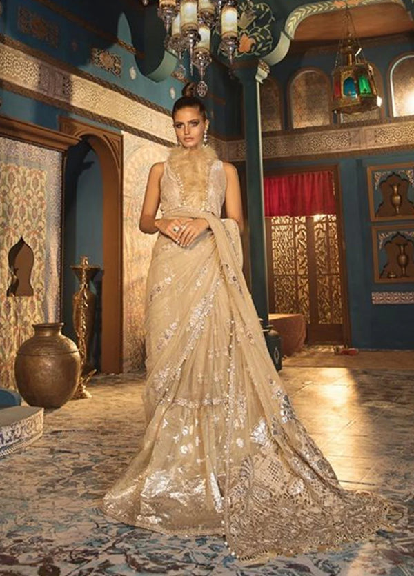 Maria B Embroidered Net Unstitched Saree MB19WE 1808 - Wedding Collection