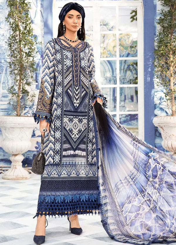 M.Prints By Maria B Embroidered Lawn Suit Unstitched 3 Piece MB24E2 8B - Summer Collection
