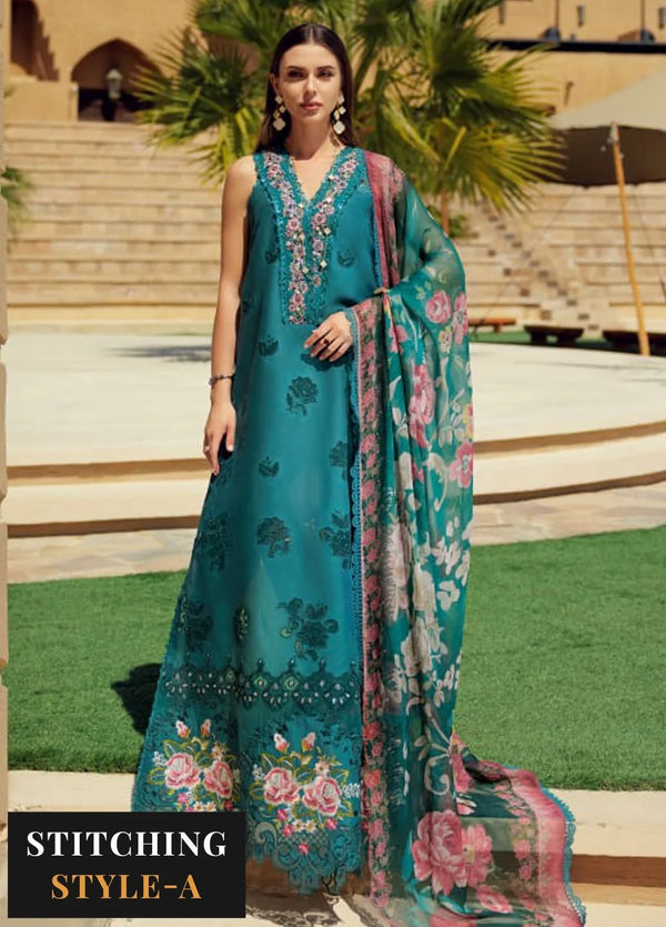 Noor by Saadia Asad Embroidered Lawn Suit Unstitched 3 Piece NSA24E D4 - Summer Collection
