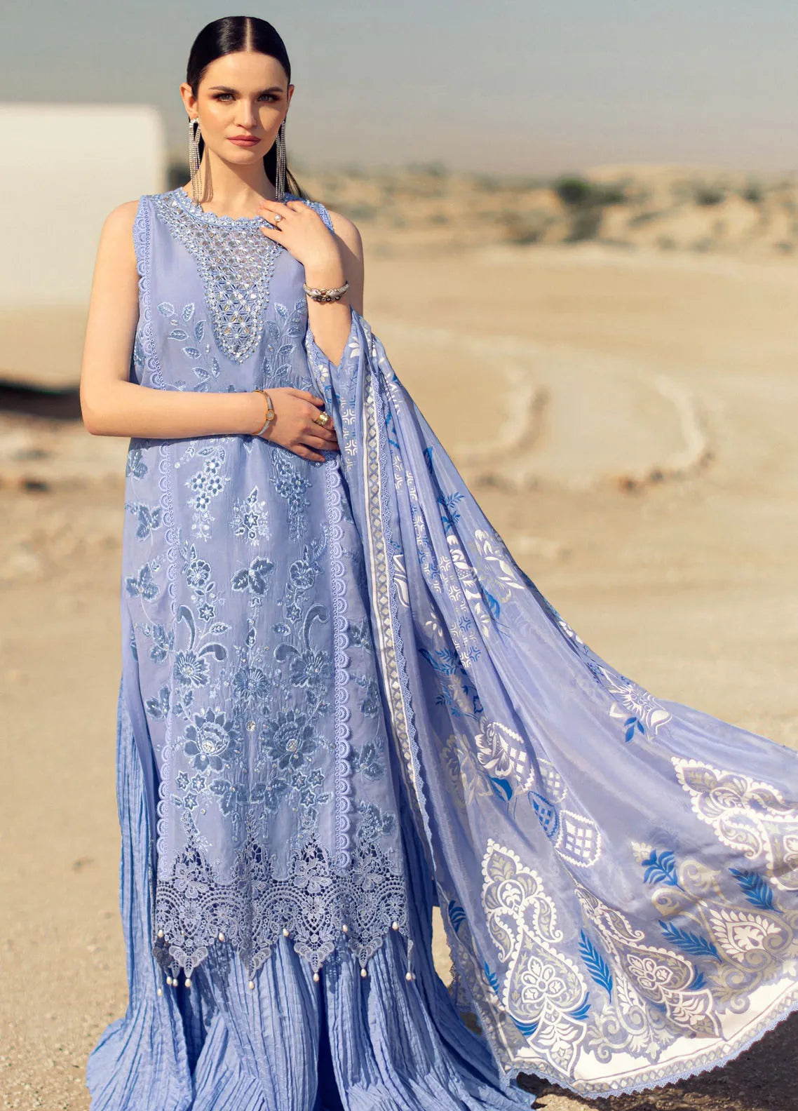 Noor by Saadia Asad Embroidered Lawn Suit Unstitched 3 Piece NSA24ELL D-04 - Summer Collection