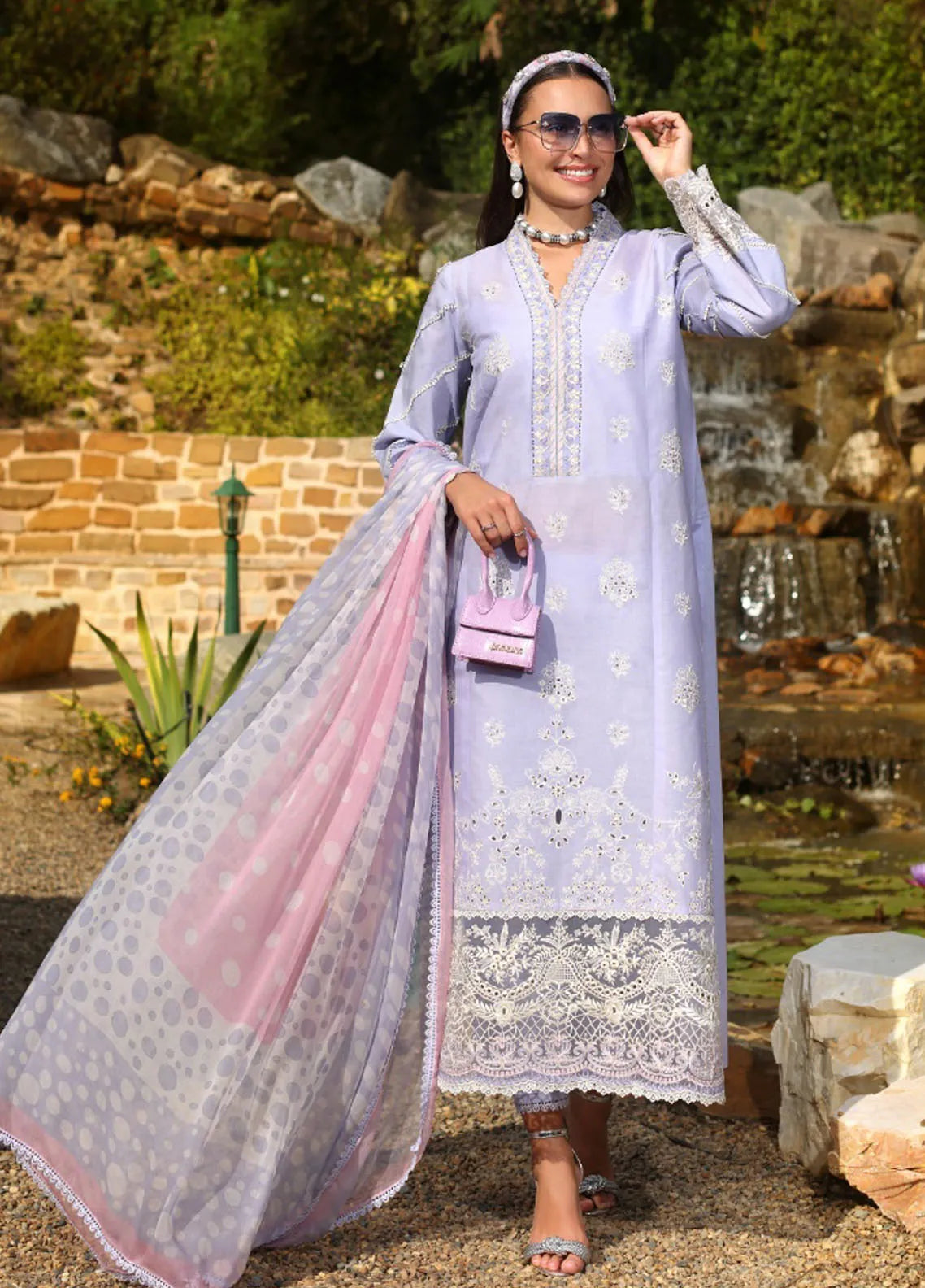 Noor by Saadia Asad Embroidered Lawn Suit Unstitched 3 Piece NSA25LC D-3 A - Summer Collection
