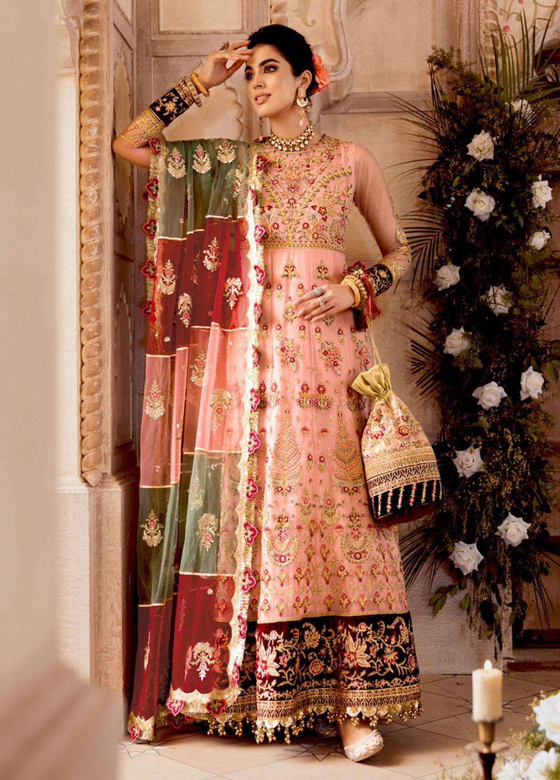 Noor by Saadia Asad Embroidered Net Suits Unstitched 3 Piece SA21WD D2 - Wedding Collection