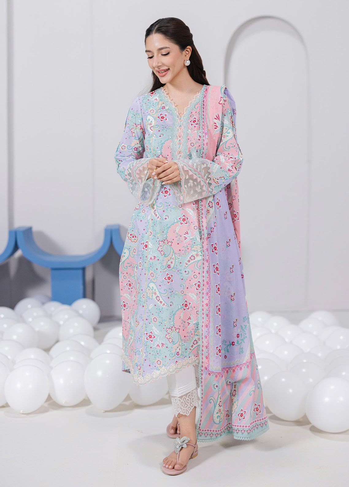 Q Prints by Qalamkar Embroidered Lawn Suits Unstitched 3 Piece QLM25QP D-03 A Jade - Summer Collection