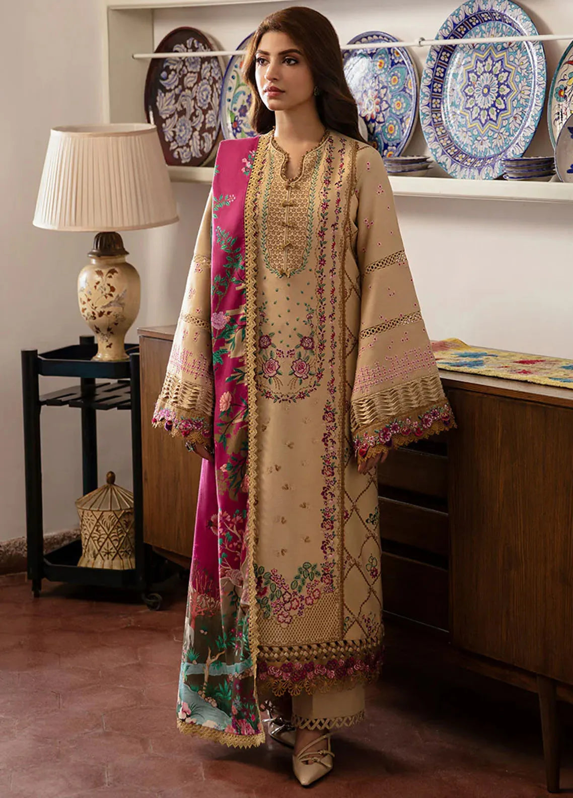 Republic WomensWear Embroidered Karandi Suits Unstitched 3 Piece RW24W D12 Kiara - Winter Collection