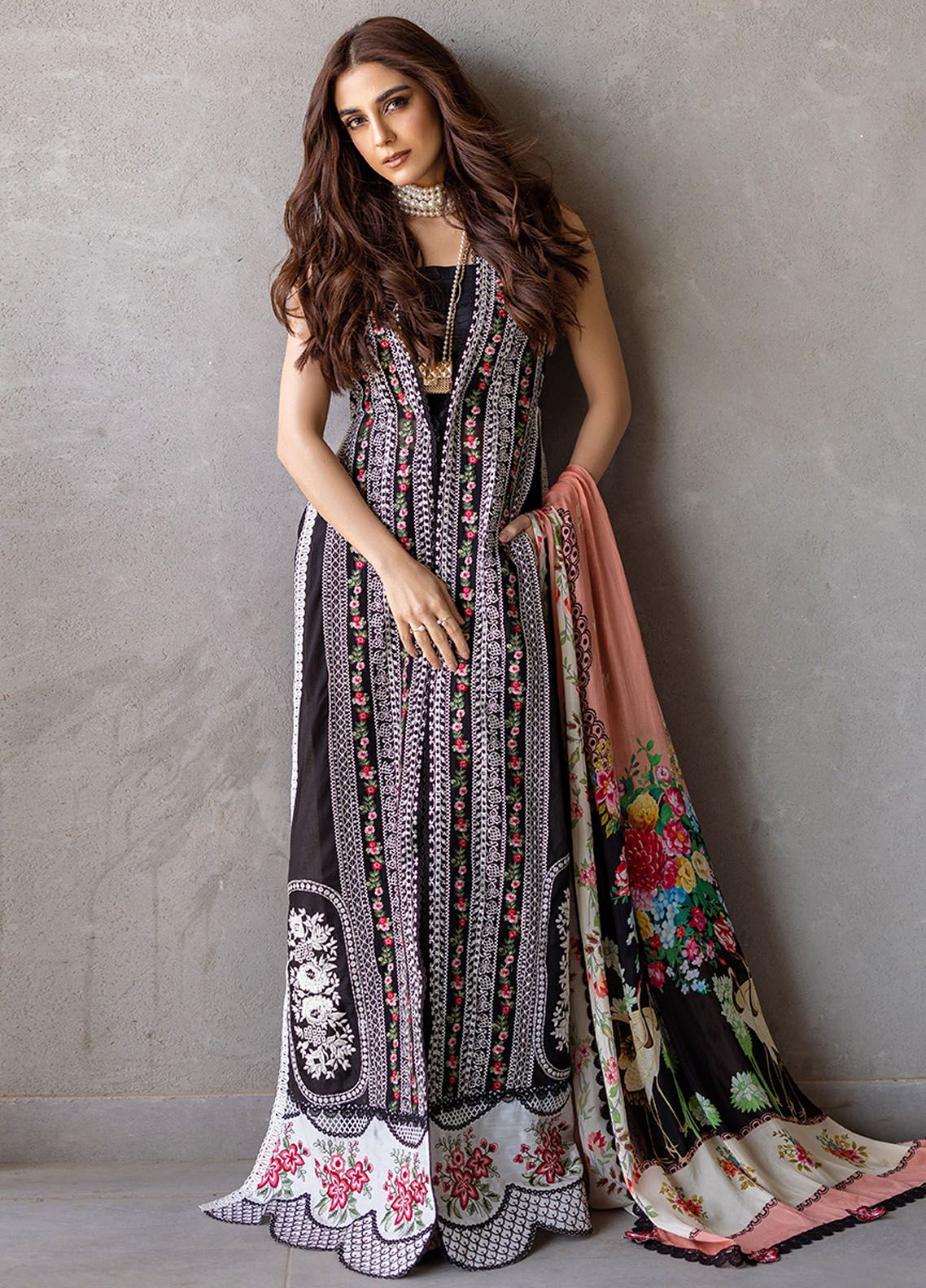 Saira Rizwan Embroidered Lawn Suits Unstitched 3 Piece SR24LL Ember - Luxury Collection